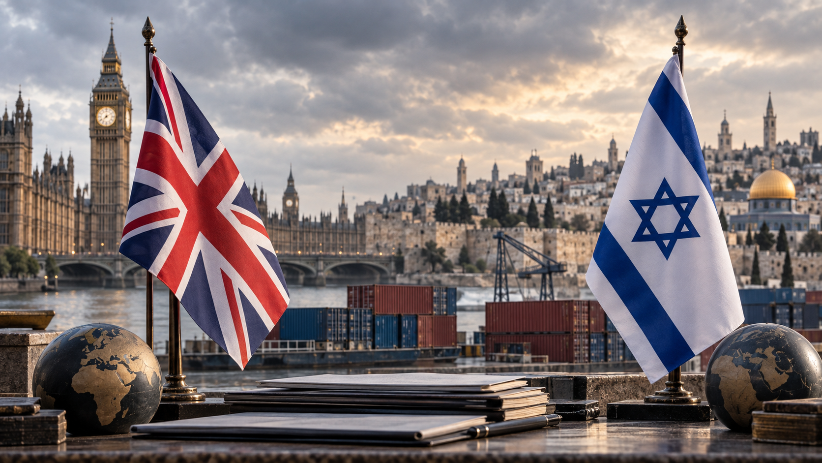 British and Israeli flags representing trade and diplomatic relations